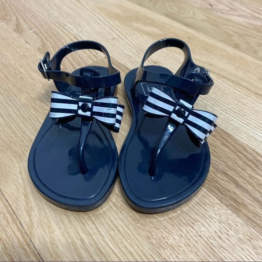 Gap Jelly Sandals Bow Accent Blue White Sz 8 Girls